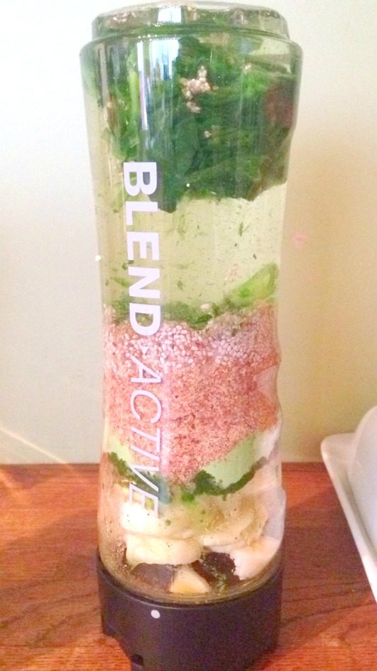 Green smoothie before blending