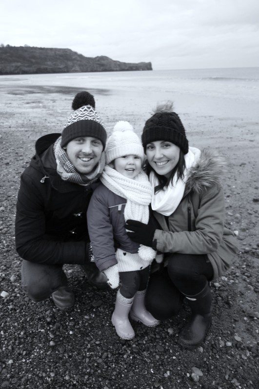 Mummy, Daddy, Ava on the beach