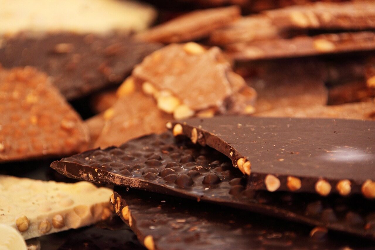 chocolate bars piled up